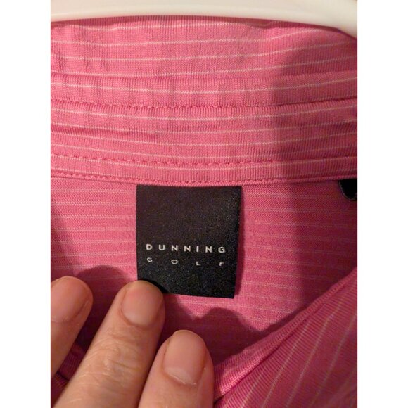 Dunning Golf Polo Shirt Men’s Small Coral Pink Stripe Stretch Performance - Picture 5 of 9